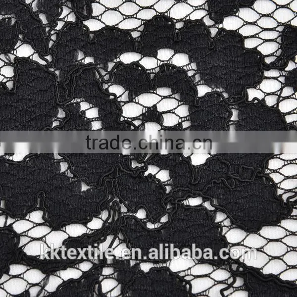 New arrival 2014 French lace fabric best price black lace fabric