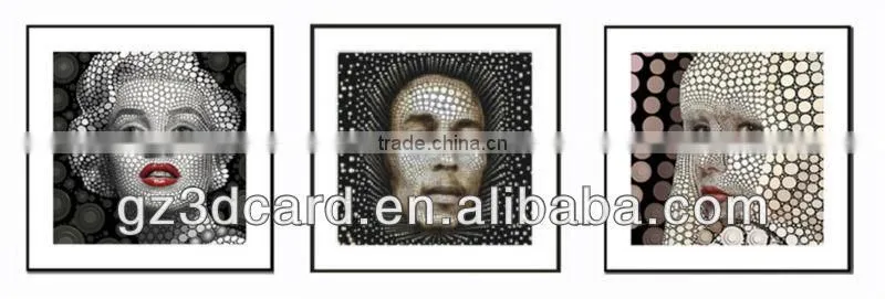PS lenticular 3D picture with miniature framed for decoration