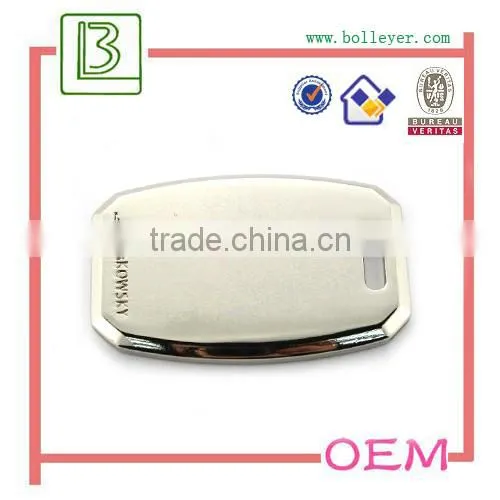 metal nameplate with company logo for bag