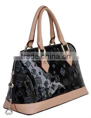 2012 NEWEST and Fashion lady Black PU handbags in name brand