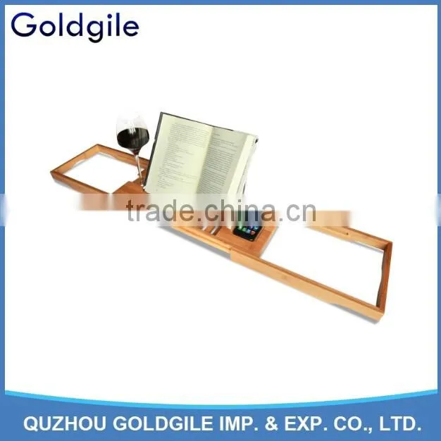 Multifunctional Natural Bamboo Bathtub Caddy with Soap Tray