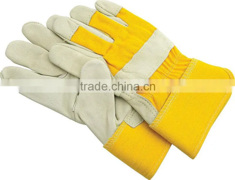 Black cowhide split leather working gloves