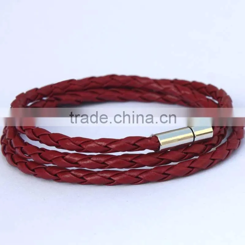 NEW Fashion Handmade Leather Wrap Wristband Cuff Punk Magnetic Buckle Bracelet