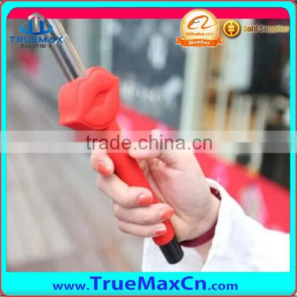 Mini cute cartoon lips style handeld selfie stick monopod, Wired Remote Camera Shutter