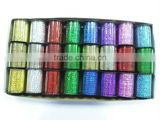 HOT SALE ! Six Channels 5mm Solid Metallic Curly Poly Ribbon