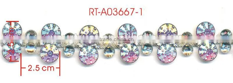 Wedding Bridal Dress 1.3CM AB Round Resin 3MM Crystal RhinestoneTrimming