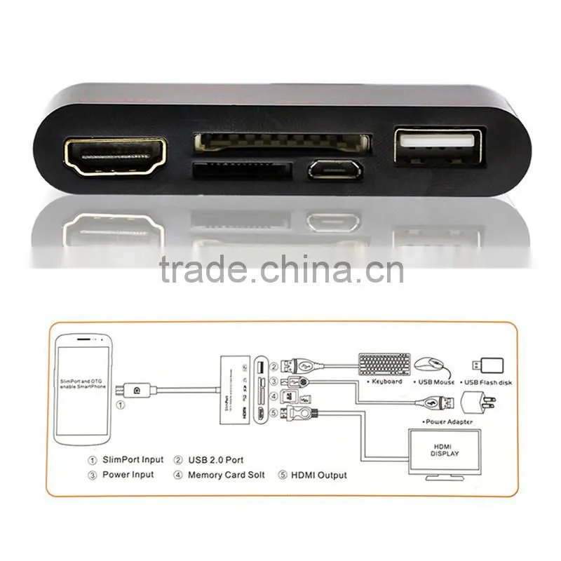 Micro USB OTG Sd Tf HUB Card Reader MHL to Hdm i Hdtv Adapter Connection Kit for Samsung Galaxy S5 S3 S4 Note2 Note3 Note4