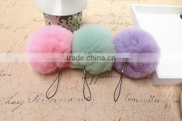 Real Fur Ball Key Chain / Fur Ball Keychain / Rex Rabbit Fur Pom Poms