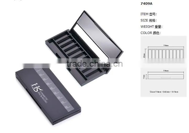 Custom empty 10 color plastic eye shadow case with mirror