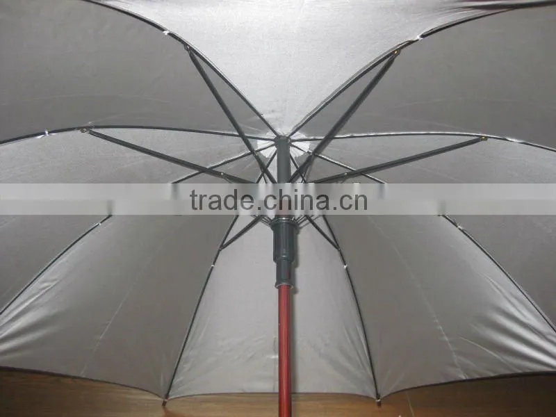 Good UV protection, 190T polyester with silver coating, straight sun and rain umbrellas