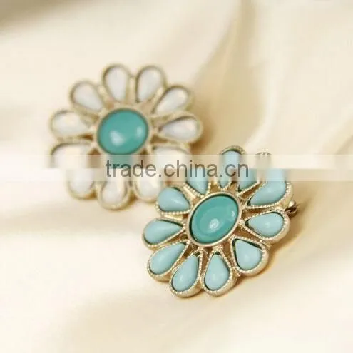 Alloy crystal handmade fabric flowers brooch