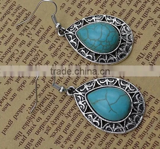 Designs new Retro Nation bohemian Style Butterfly Turquoise Earrings Wedding jewelry