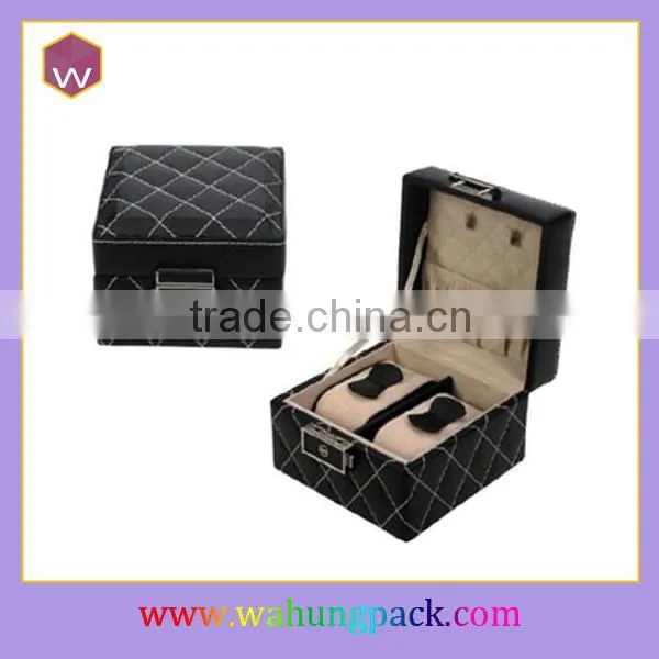 Luxury Acrylic Window Black Leather Watch Storage Box WH-1756
