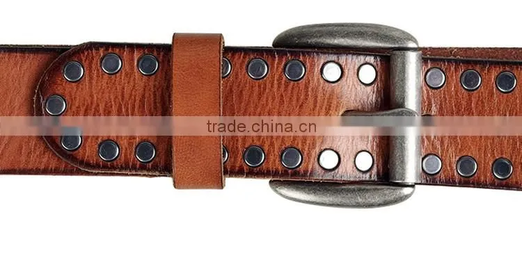 Customized rivets cow leaher belt for men