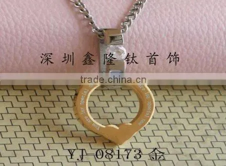 TC64 Pure Titanium Couple Love Pendant with Black Lucky Dophin