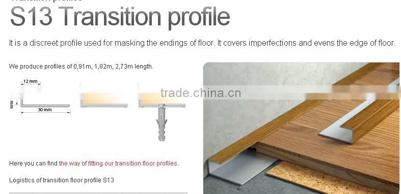 aluminium tile trim for carpet and ceramics angle profile