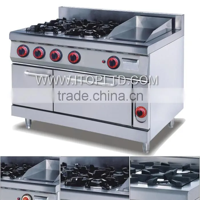 stainless steel 4 burner gas cooker with oven