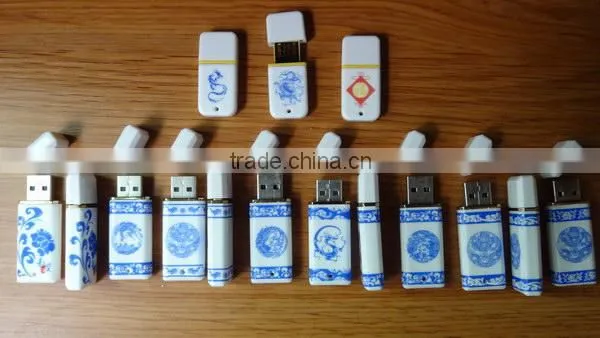 Present blue + white porcelain USB 32GB 2.0 Flash Drive Memory Stick Pen Thumb
