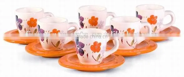Italy romatic ceramic 6 coffee cups and saucers set