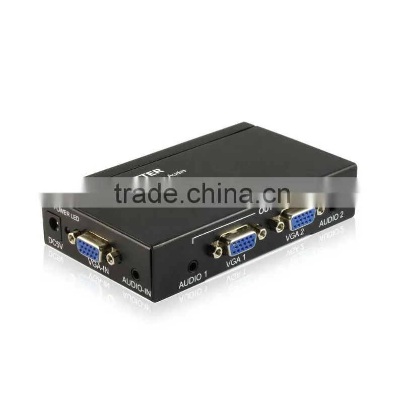 China supplier 1 in 2 out vga splitter VGA splitter with 3.5mm stereo audio