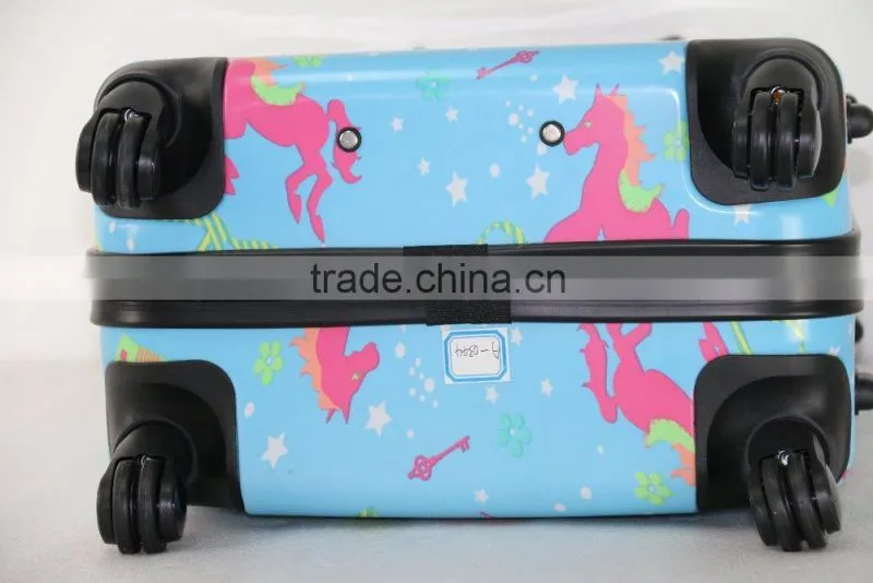 Shinny printed designing colorful figures ABS+PC trolley luggage case