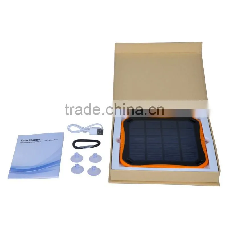 5600mah super waterproof portable solar charger with flashlight