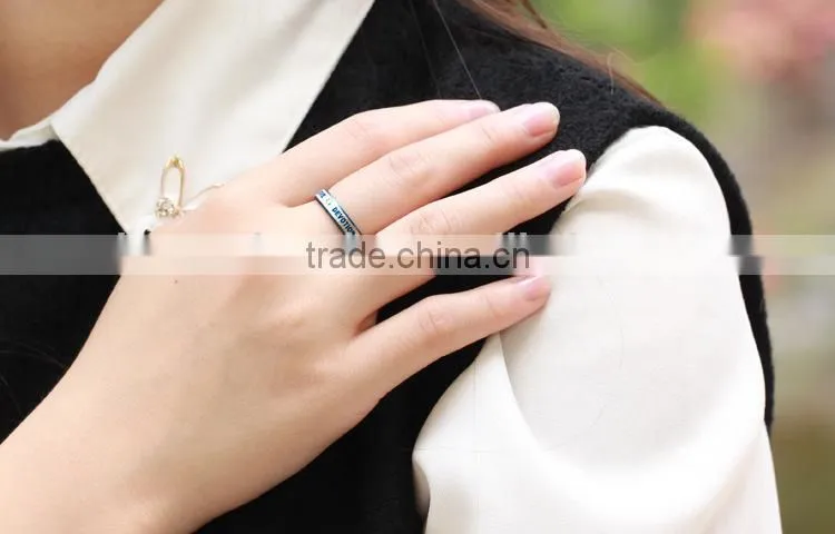 KSTONE blue love stainless steel couple rings with cz stone