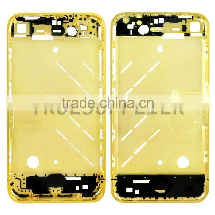 For iPhone 4 Metal Middle Plate Housing Faceplates Embossment Golden