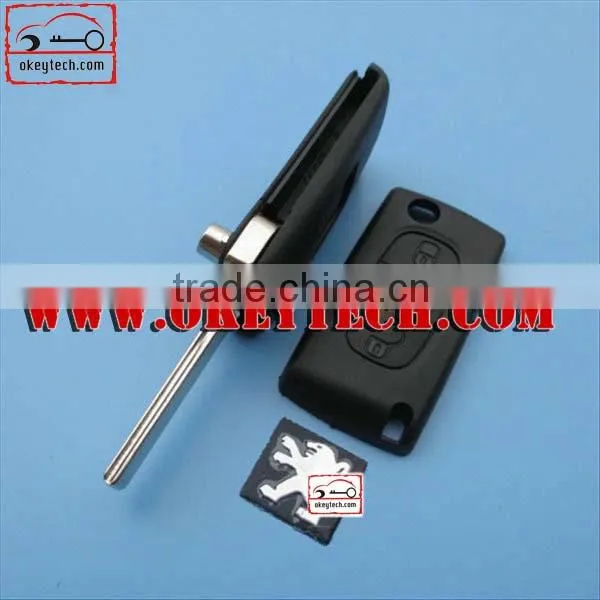 OkeyTech Peugeot 407 3 remote key shell trunk button with groove blade and battery place for key cover peugeot 407