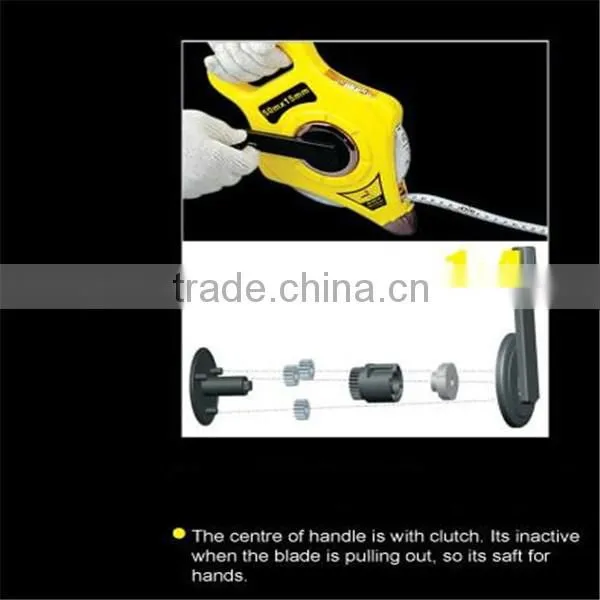 Long fiberglass measuring tape comfortalbe and anti-slip handle open fiber measuring tape