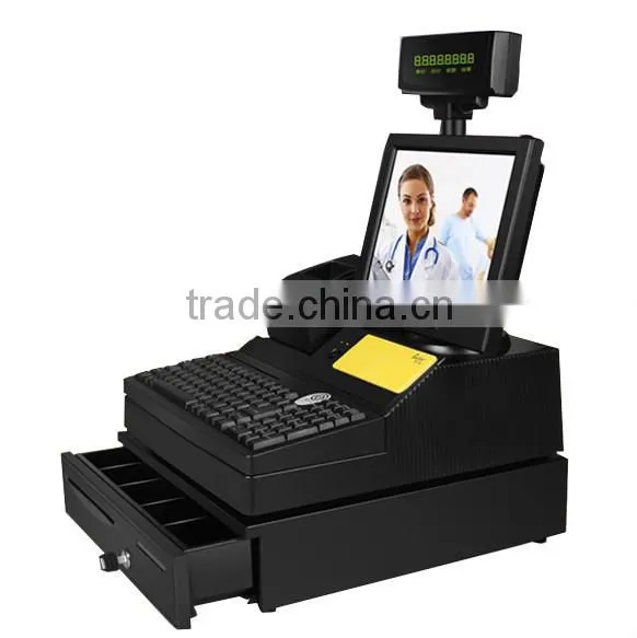 Supermarket Pos System Cashregister With Scanner , Cash Drawer