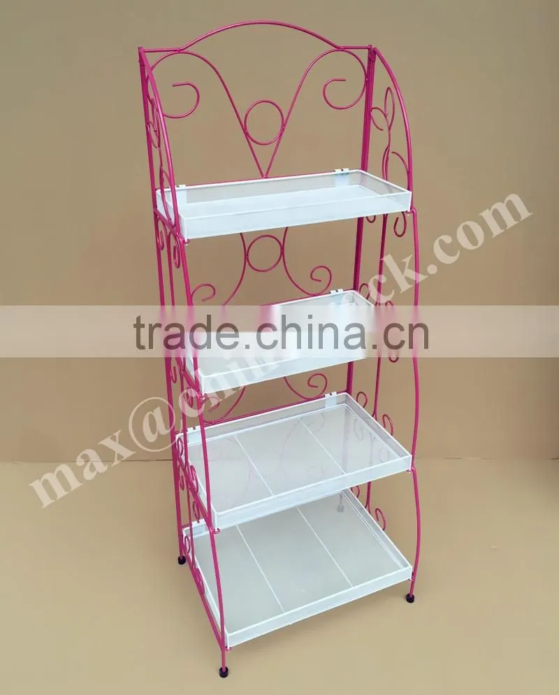Convenient Folding Cosmetic Wire Basket Display Rack
