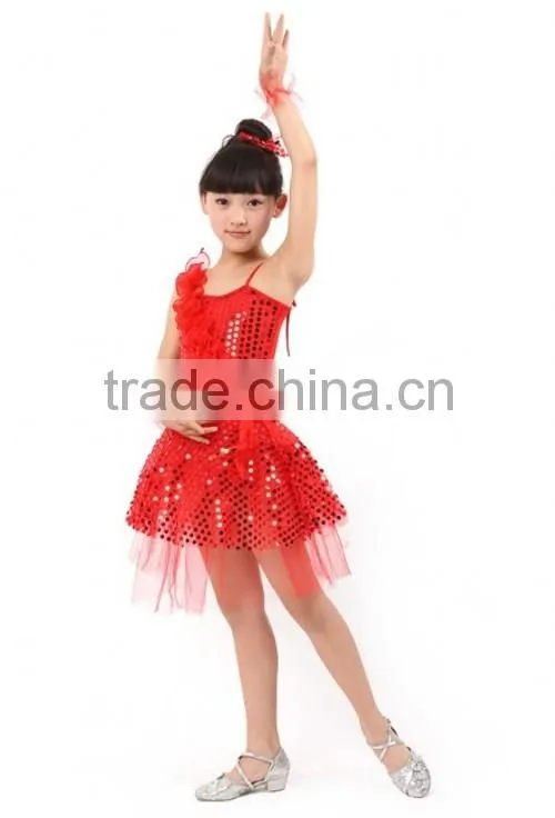 2014 Fashion Style Children Dance Clothes Kids Clothing Latin Dance Yarn Dresses