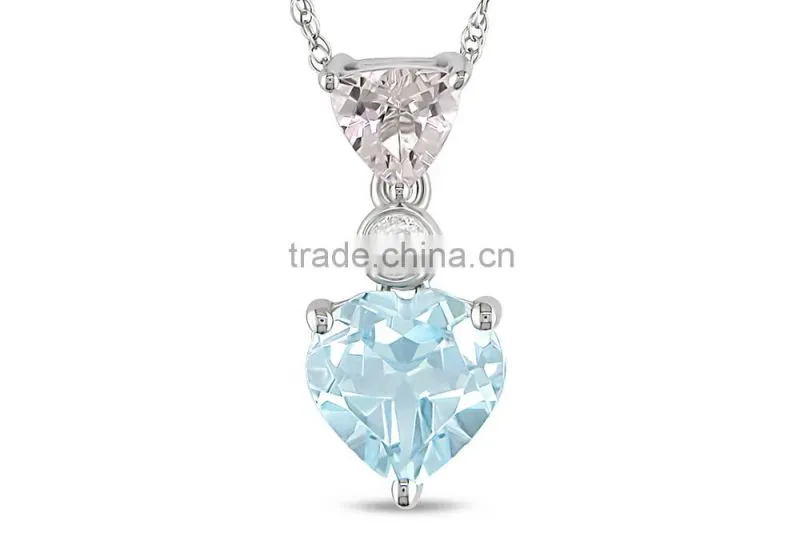Large precious stone sterling silver pendant, blue zircon pendants