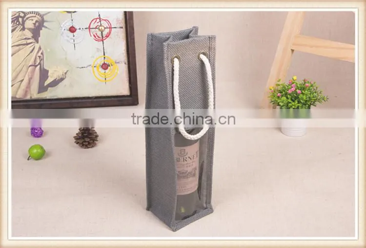 Hot sell !!! promotional gift bag jute wine bottle bag