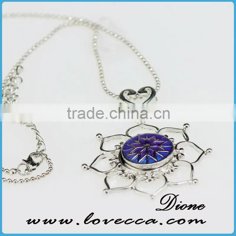Antique silver alloy women fashion crystal pendant necklace long snap necklace jewelry