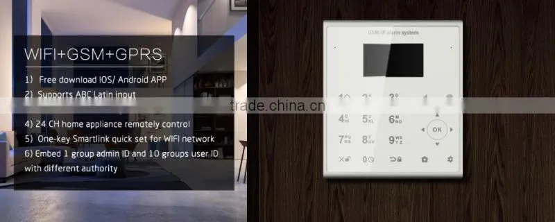 TCP IP Cloud Internet plus SOS wireless alarm system, 39 wireless zone smart GSM+GPRS+WIFI intelligent gsm burglar alarm system