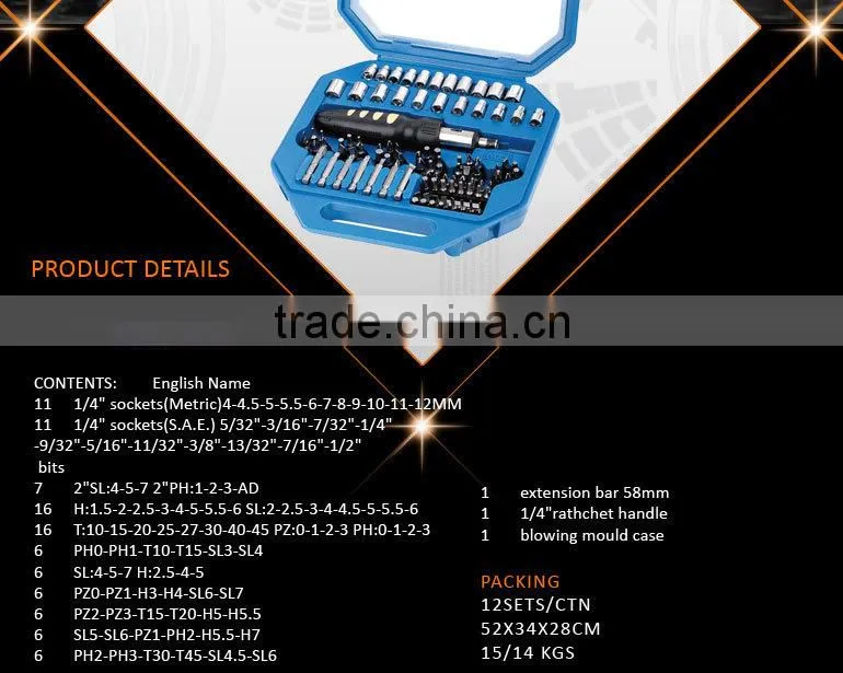 100Pcs Combination Socket&Bits Tool Set