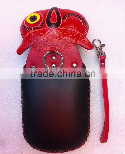 High quality genuine leathter coin purse owl face animal leather coin purse, coin case