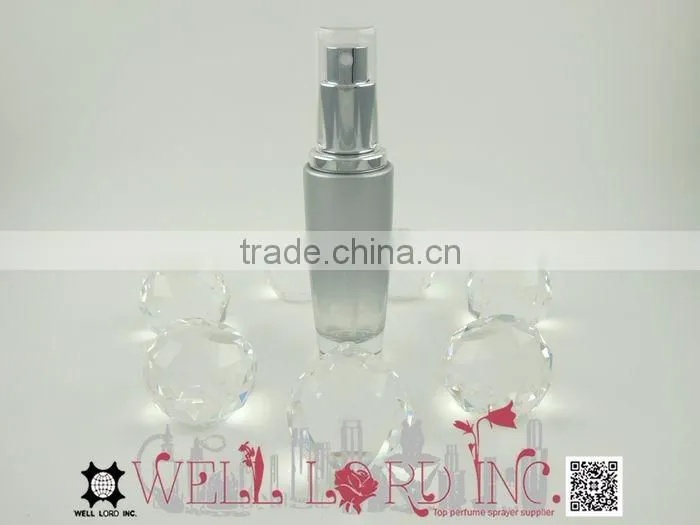 Fashion icon silver spray cosmetic pump sprayer with plastic cap
