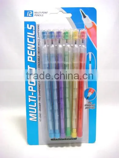 12PCS Multi-Point Mechanical Pencil/Plastic Non-Sharpener Pencil