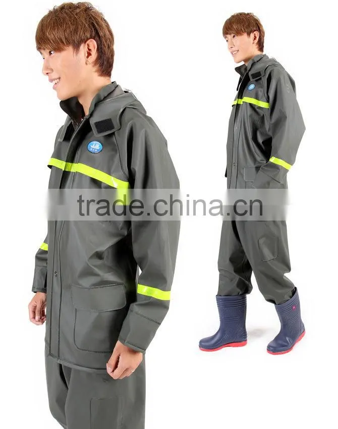 Plastic industrial rain suit/polyester rain suit