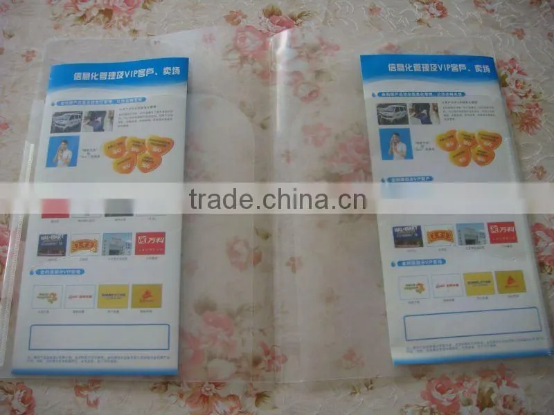 Clear plastic folder with paper inside