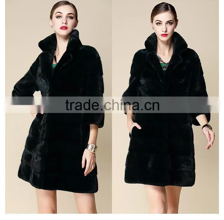 High-end dyed Dark green mink fur coat wholesale
