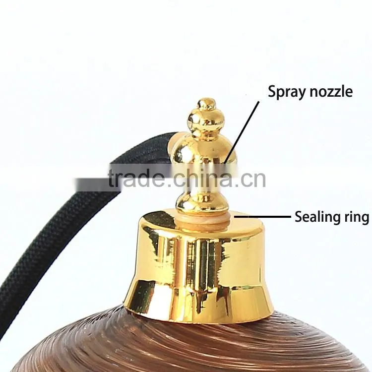 High Style Handmade Brown Stripe Ellipse Glass Perfume Bottle With Gasbag Sprayer Pump