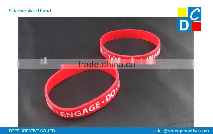 Cheap price promotional silicone wristband/cheap wristband/Red color printing silicone wristband