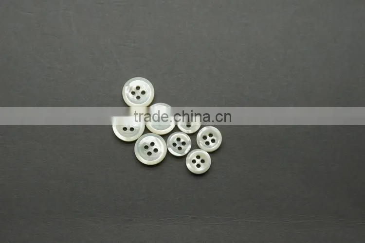 4 Holes Real White Mother of Pearl Shell Mens Shirt Buttons in Top Class