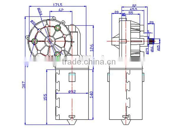 180W bus wiper motor, electric bus motor