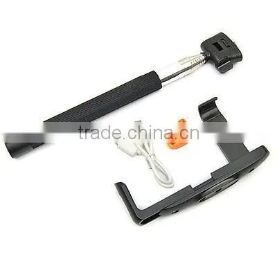 Selfie Stick Pro Mono pad with Built-in Bluetooth remote on Handle for IOS Apple Android