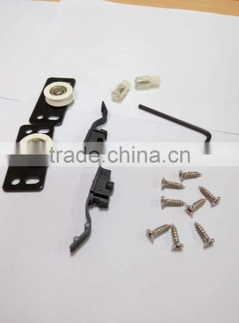black steel and PA6 sliding door hardware for wooden wardrobe max door weight 25kg